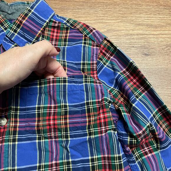 Crewcuts Boys Blue Plaid Long Sleeve Button Up Shirt Size Small 6/7 J.Crew - Picture 4 of 8